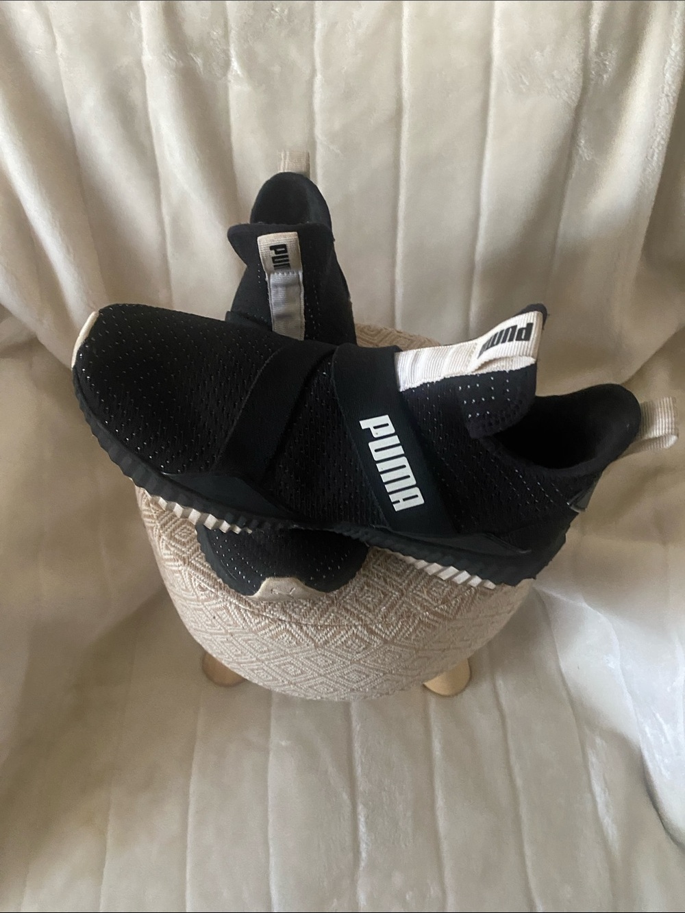 Puma Black & White Slip-On Runner Sneakers
